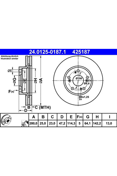 Ate Set Discuri Frana Honda Accord 7 2002-2008