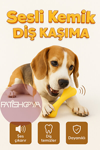 PATİSHOPYA Sesli Köpek Diş Kaşıma Oyuncağı Dayanıklı Ses Çıkaran Diş Temizleyici Kemik Oyuncak