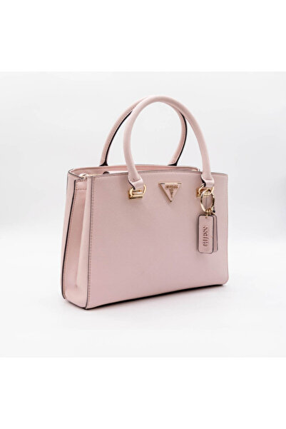 Guess – MEDIUM NOELLE PINK SAFFIANO LEATHER BAG WITH GOLDEN DETAILS