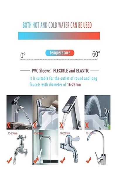 Generic 2 PCS 360° Rotating Clip-On Flexible Kitchen Faucet Tap with Water Saving Filter – Fan Nozzle Set