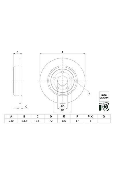 Bosch Спирачен диск Jeep Grand Cherokee 3/Grand Cherokee 4/Grand Cherokee Van