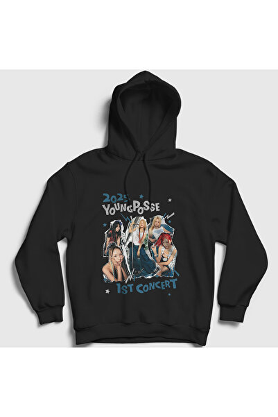 Presmono سويت شيرت بقلنسوة باللون الأسود للجنسين من First Concert Young Posse 577761tt