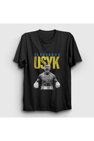 Presmono Unisex Siyah Poster Boks Boxing Oleksandr Usyk T-Shirt 579123tt