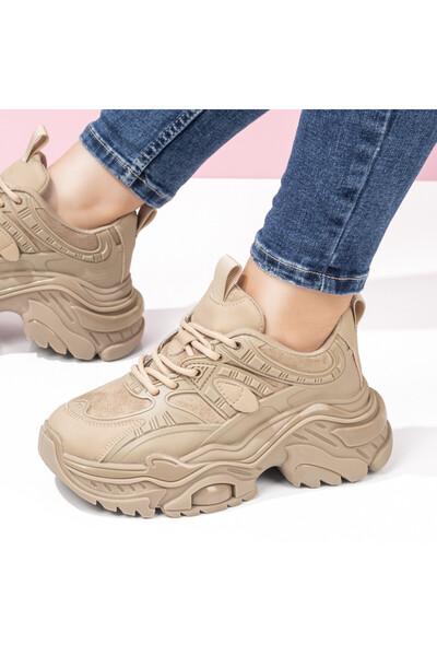 Modlet.ro Women's beige thick sole sport shoes MOD08271
