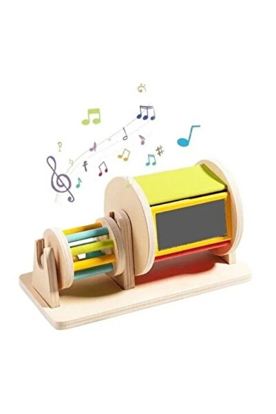 sallma Jucărie Montessori din lemn, tambur dublu cu sunete
