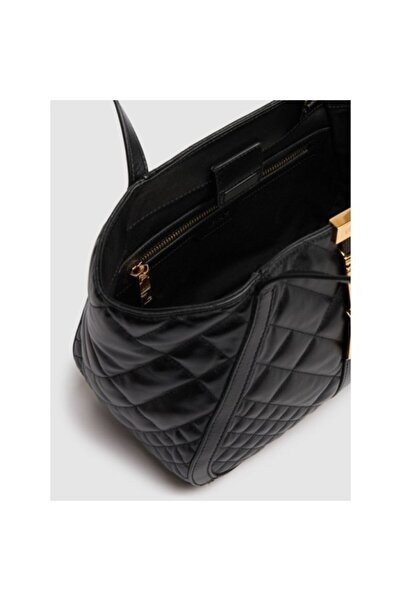 Versace Small Tote Quilted Calf Leather Black/Gold