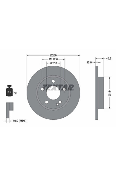 TEXTAR Дискови спирачки Mercedes-Benz A-класа