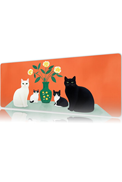 urzuva Minimal Meow Gaming Oyuncu MousePad 80x30 cm 3mm Mouse pad, Masaüstü Mat