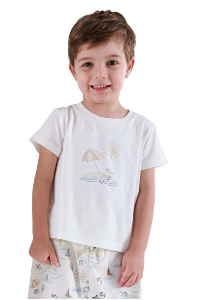 Ozmoz By Mukadder Özden Organic White Sea Themed Little Boy Tshirt