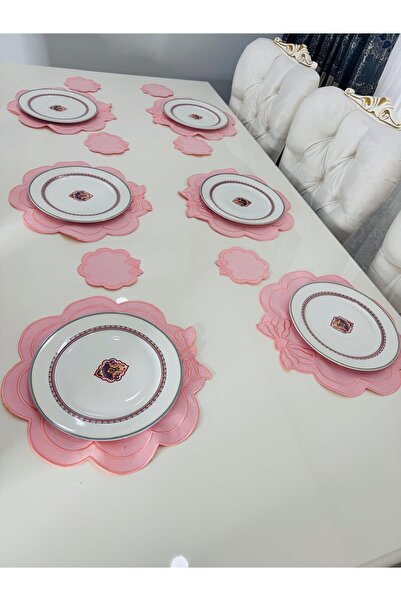 İNCİ ÇEYİZ 12 Pieces First Quality Linen Ribbon Pattern Embroidered American Serviette and Presentation Napkin