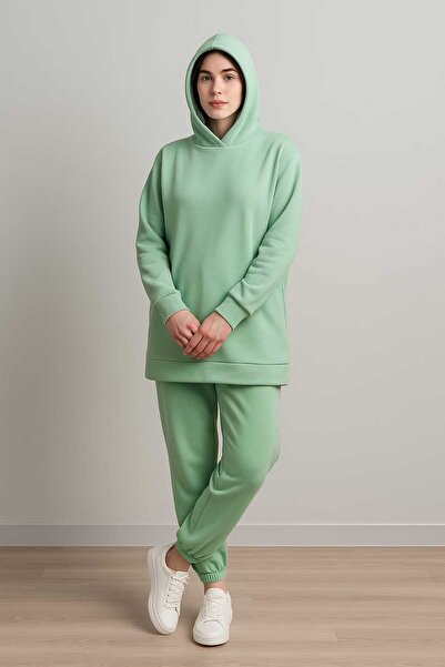 MAY MARA Голям размер, 3-реден, 2-компонентен суитшърт с качулка, дълги страни и цепки