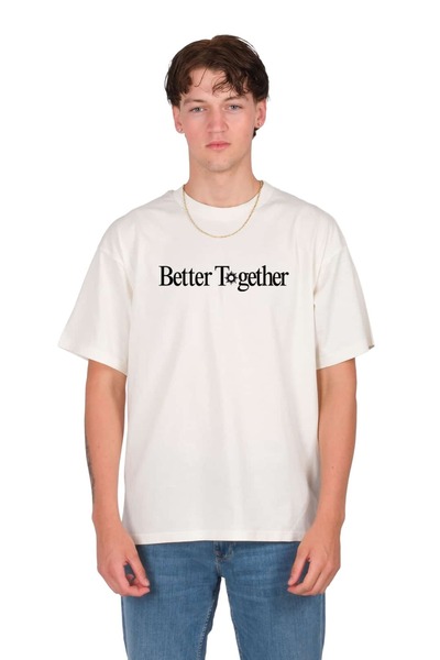 Coredra Ανδρικό μπλουζάκι Better Together Oversize Fit Ecru C101