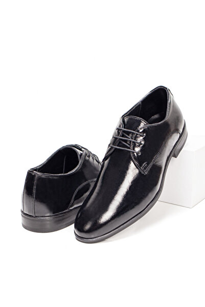 BMoD Pantofi eleganți bărbătești din piele neagră cu șireturi MOD07001