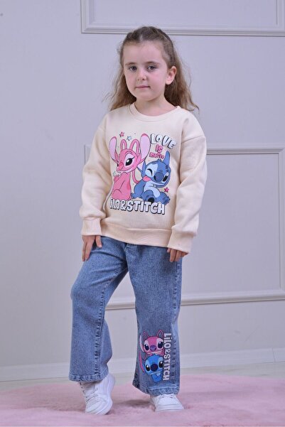 ÖRZİKİDS Girl's Set, 3/10 Years Old, Jeans, Sweatshirt, 2 Pieces