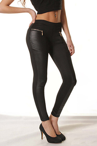 WildFashion Pantaloni casual mulati accesorizati cu vinil elastic A687-1