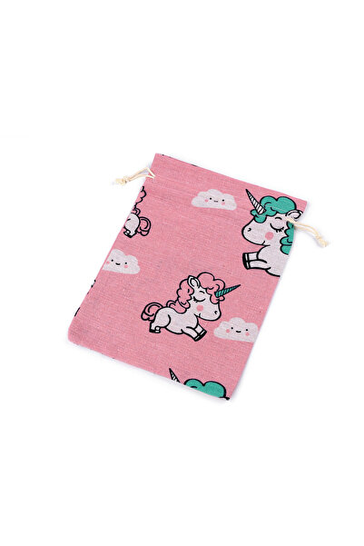 Crisalida Cotton gift bag, 17 x 22 cm, pink Unicorn print