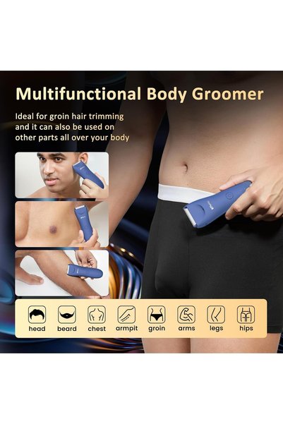 ENSSU Electric Body Hair Trimmer for Men with Extra Skin-Safe Ceramic Blade, Ball Shaver Groomer w/LED Lig