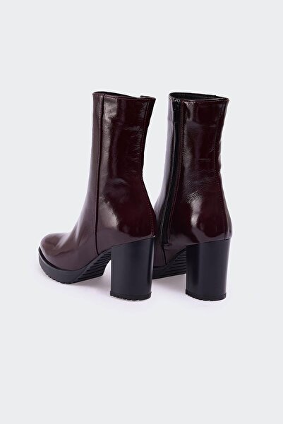 Favgi Heih Bordo Kırışık Rugan Kadın Bot