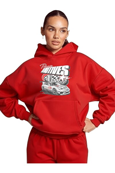 ArtYus سويت شيرت بقلنسوة كبير الحجم من القطن مطبوع عليه ألوان خاصة للسيارة من...