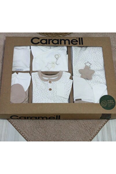 Caramell Yıldız detaylı ebru basic 10 lü hastane cıkış zıbın seti aly