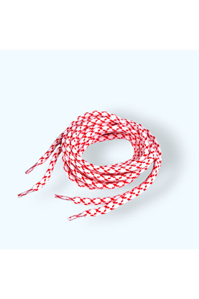 Crisalida Set of 2 round polyester shoelaces for sports shoes 130 cm, White red