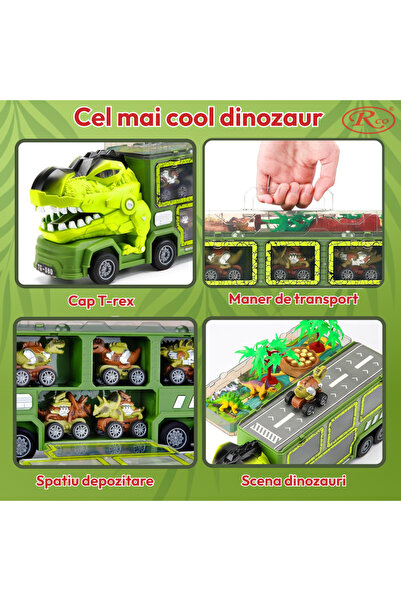 RCO 15-piece truck, toy T-Rex head, dinosaurs with lights, sounds and realistic details, WR1037