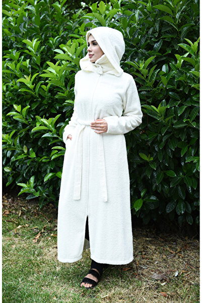 sefamerve Hijab-Bademantel mit Reißverschluss 1001-02 Creme