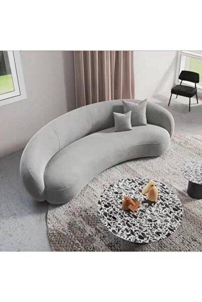 HOME HOUSE Three-seater sofa, suede and linen - gray