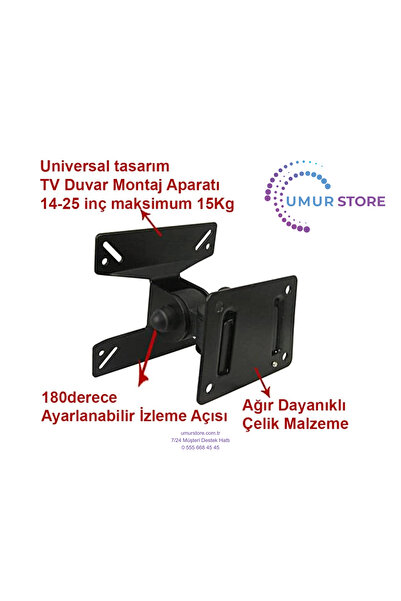 ONVO 24OV5001H 24'' Dahili Uydu Alıcılı HD Ready LED TV Hareketli Televizyon Duvar Askı Aparatı