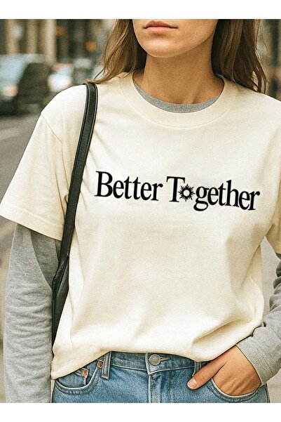 Coredra Tricou pentru femei Better Together Boxed Fit Ekru C590