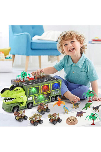 RCO 15-piece truck, toy T-Rex head, dinosaurs with lights, sounds and realistic details, WR1037