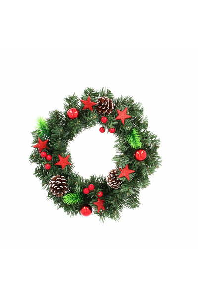 Selgot Coroană decorativă de Crăciun, 30 cm, decorațiuni roșii