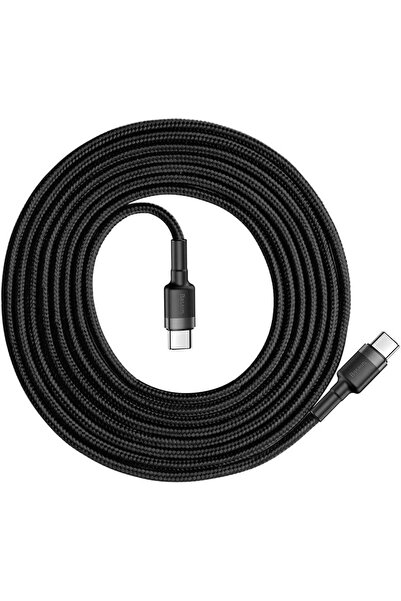 Baseus Cafule Type-C PD2.0 60W Flash Şarj Data Kablosu (20V 3A) 2m Gri+Siyah CATKLF-HG1