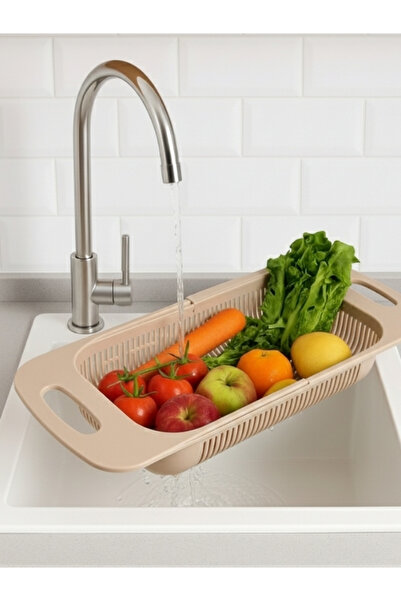 Myend مصفاة حوض غسيل منزلية قابلة للتعديل والانزلاق، لغسل الفواكه والخضروات، ...