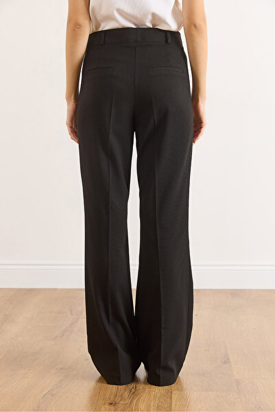 Olalook Kadın Siyah Poliviskon İspanyol Paça Dökümlü Pantolon PNT-19000369