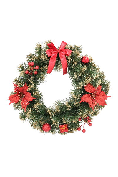 Selgot Coroană decorativă de Crăciun, 40 cm, roșie, 9632