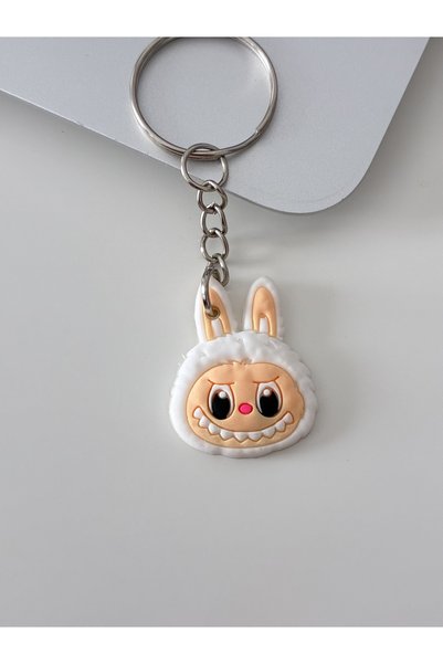 DeNors Labubu Figure Plastic White Keychain