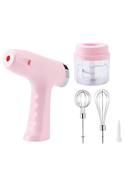 ANGMAD Mini mixer/blender electric 3 în 1 ANGMAD, portabil, 5 niveluri de viteză, reîncărcabil, cu 4 accesorii