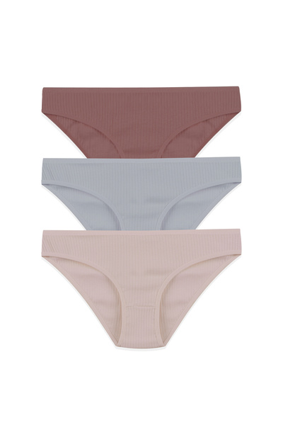 koza iç giyim Women's 3-Piece Cotton Ribbed Panties