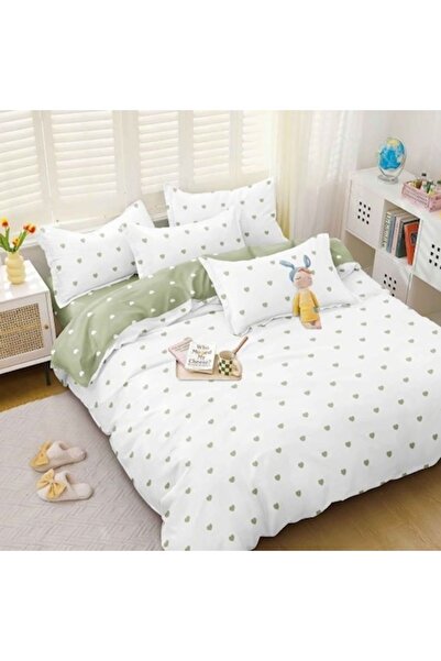 Casa de Vis Set lenjerie de pat dublu, bumbac satinat, 220 x 230 cm, 4 piese, multicolor