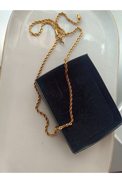 Kudi Twisted Gold Color Steel Necklace