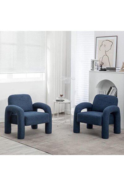 HOME HOUSE طقم كرسي جانبي من الخشب السويدي مكون من قطعتين - أزرق غامق