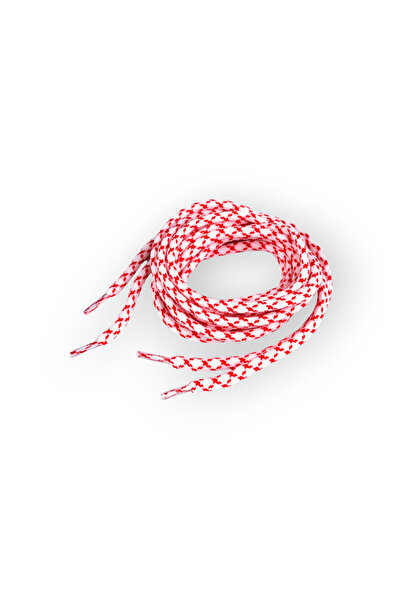 Crisalida Set of 2 round polyester shoelaces for sports shoes 130 cm, White red