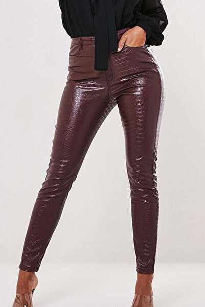 WildFashion Faux crocodile leather fitted trousers D804-81