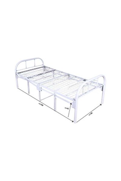 Gebeline Iron folding bed frame size 90 × 190 × 60 cm - White