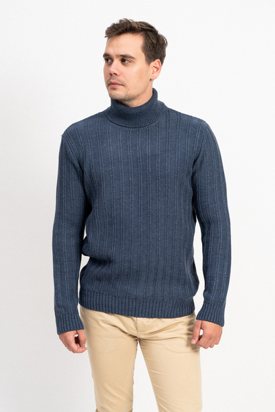 F&K Turtleneck Men's Knitwear Sweater with Vertical Stripe Detail