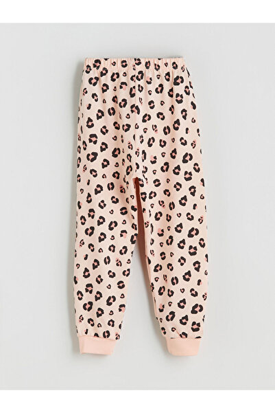 LC Waikiki Rmz Gi̇yi̇m Farkiyla Leopard Embroidered Girls' Pajama Bottoms
