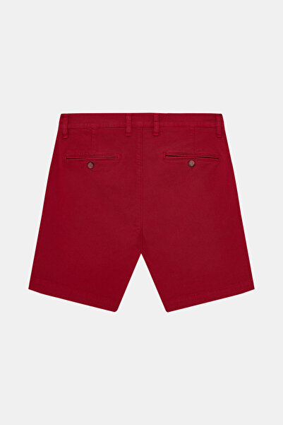 W Collection Red Cotton Elastane Buttoned Bermuda