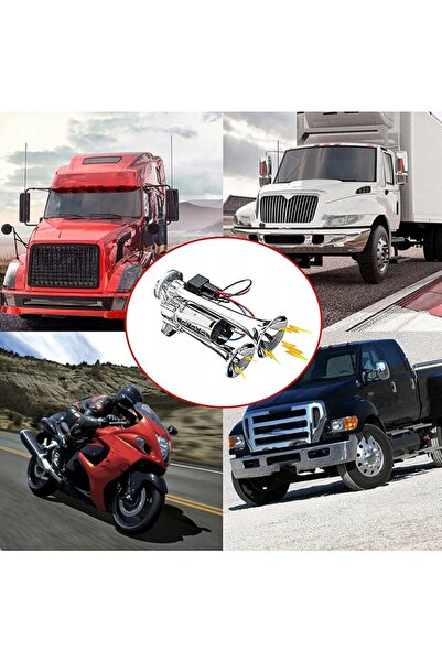 zola Electric horn 2 horns with compressor, 12V, 600 dB, universal, zinc chrome, aluminum, 21.5 × 15 cm