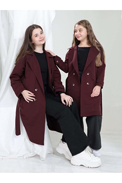Giyinse Rainora Kız Çocuk Trençkot Yağmurluk Bordo